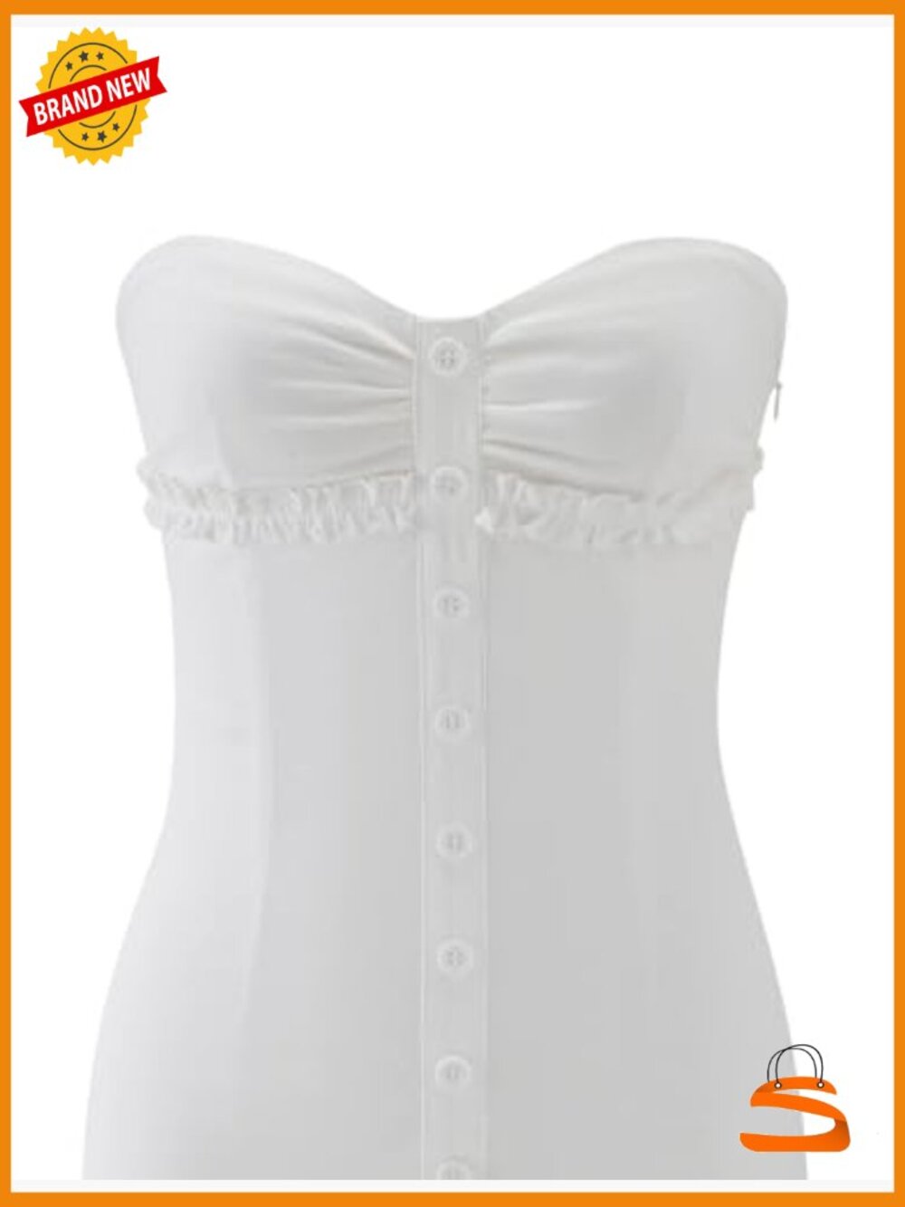 Strapless Mini Dress with Sweetheart Neckline & Ruffle Hem - Picture 7 of 7